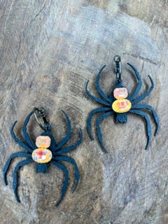 Rakel J Creations- Black and Orange Spider Earrings