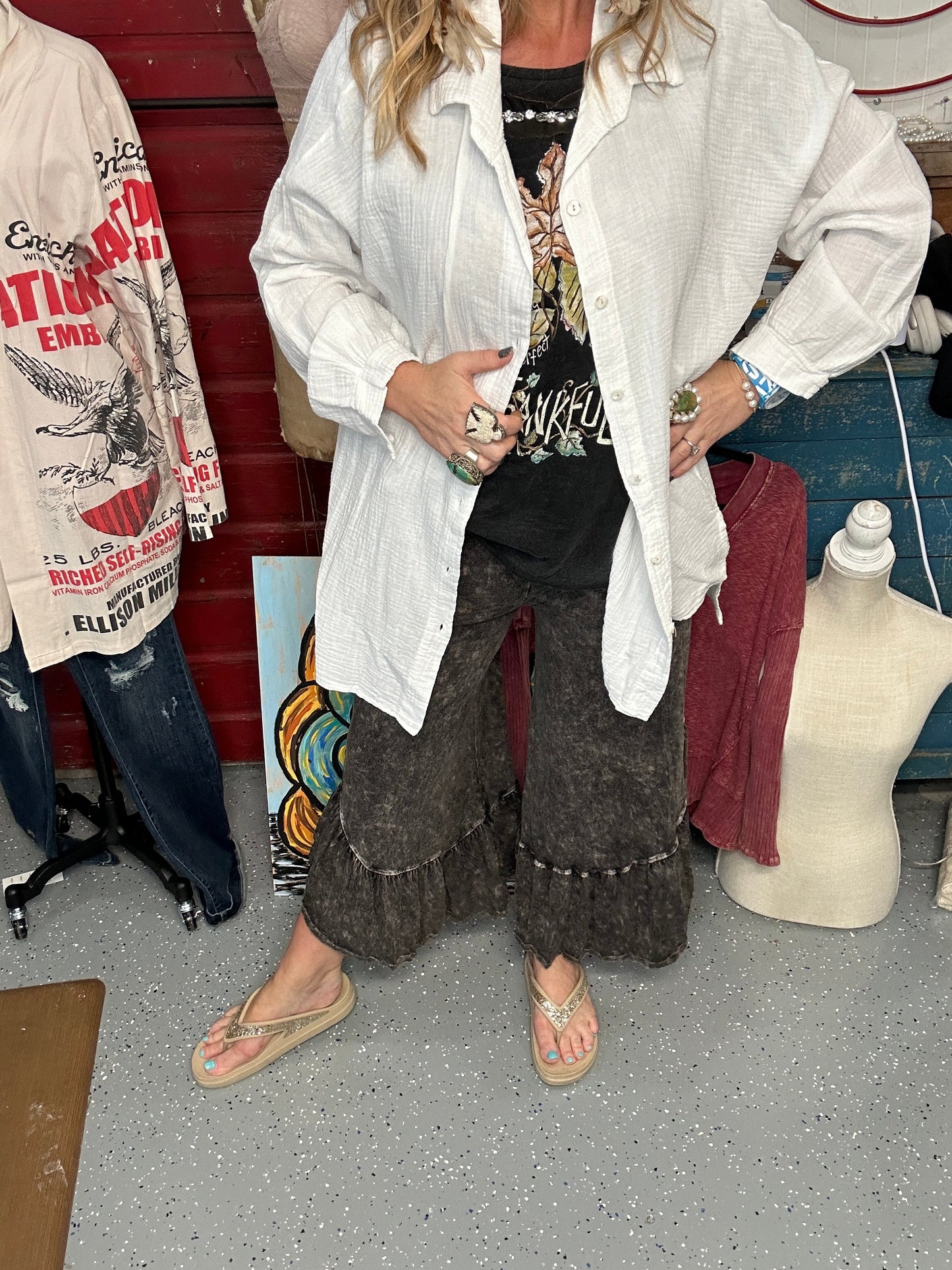 Long Sleeve Button Up Tunic/Shirt (white )