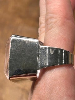 German Silver Square Pink Quartz Ring