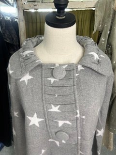 FINAL SALE Paper Lace- Long Sleeve Star Print Jacket (Grey)