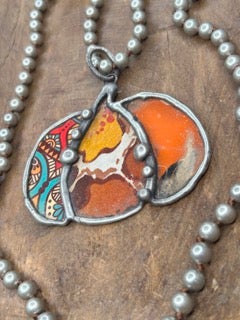 Art by Amy- Soldered Tin Pumpkin Necklace (D)