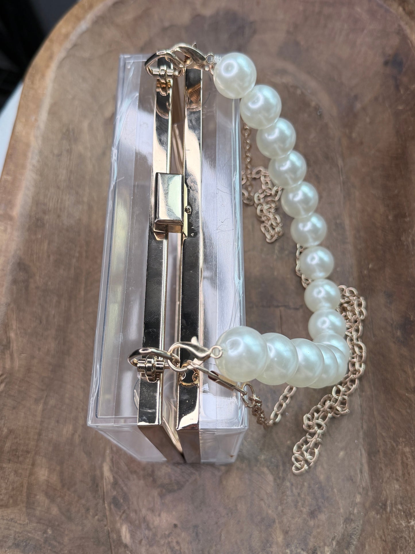 Pearl Handle Clear Concert Purse