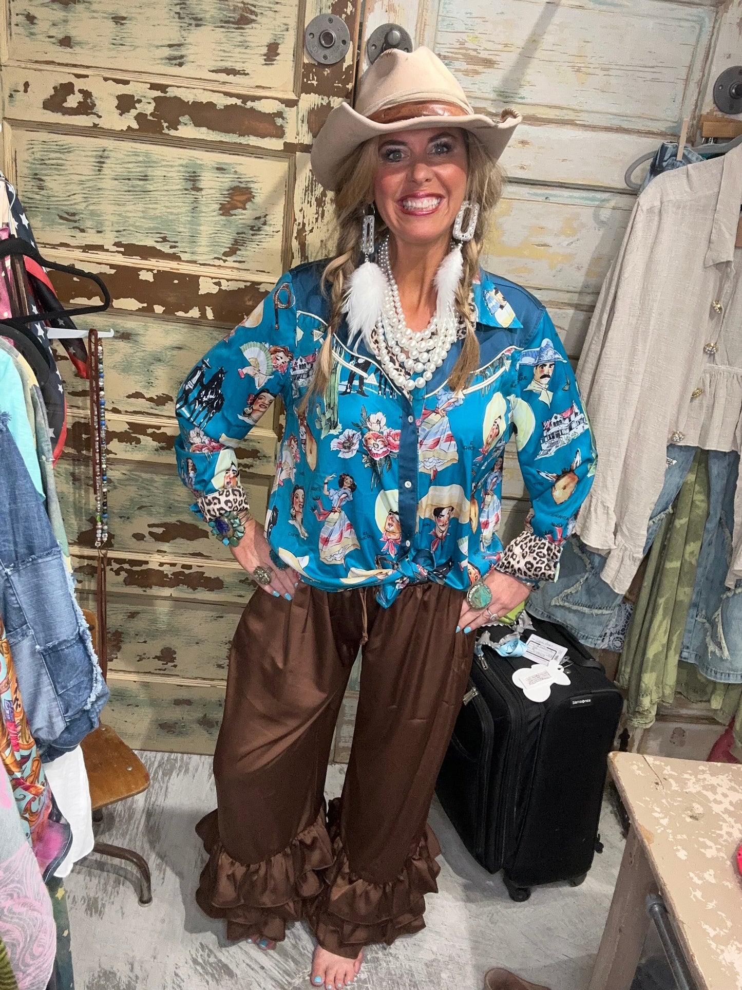 A Rare Bird- El Chicote Satin Western Shirt