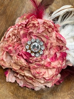 Rare Bird- Long Feather Brooch pink