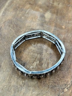 Textured Silver Metal Stretch Bracelet