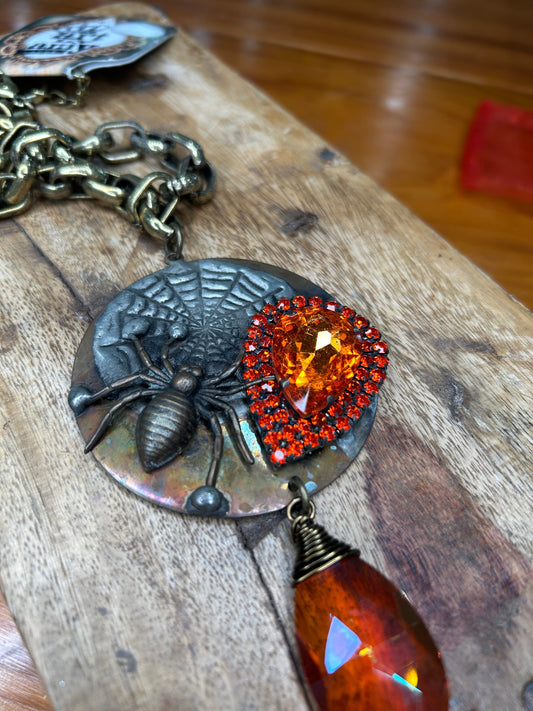 Art By Amy- Elvira's Spider Necklace