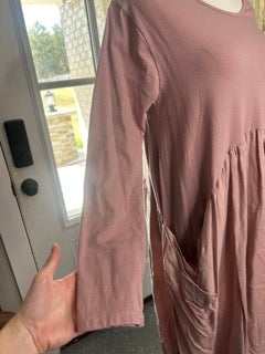 Long Sleeve Dress with Ruffles (Mauve)