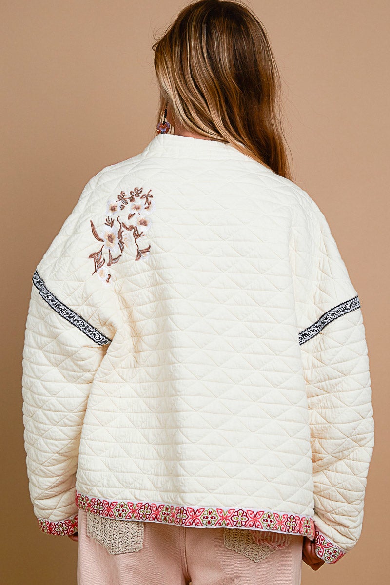 POL - Long Sleeve Quilted Jacket (Cream)