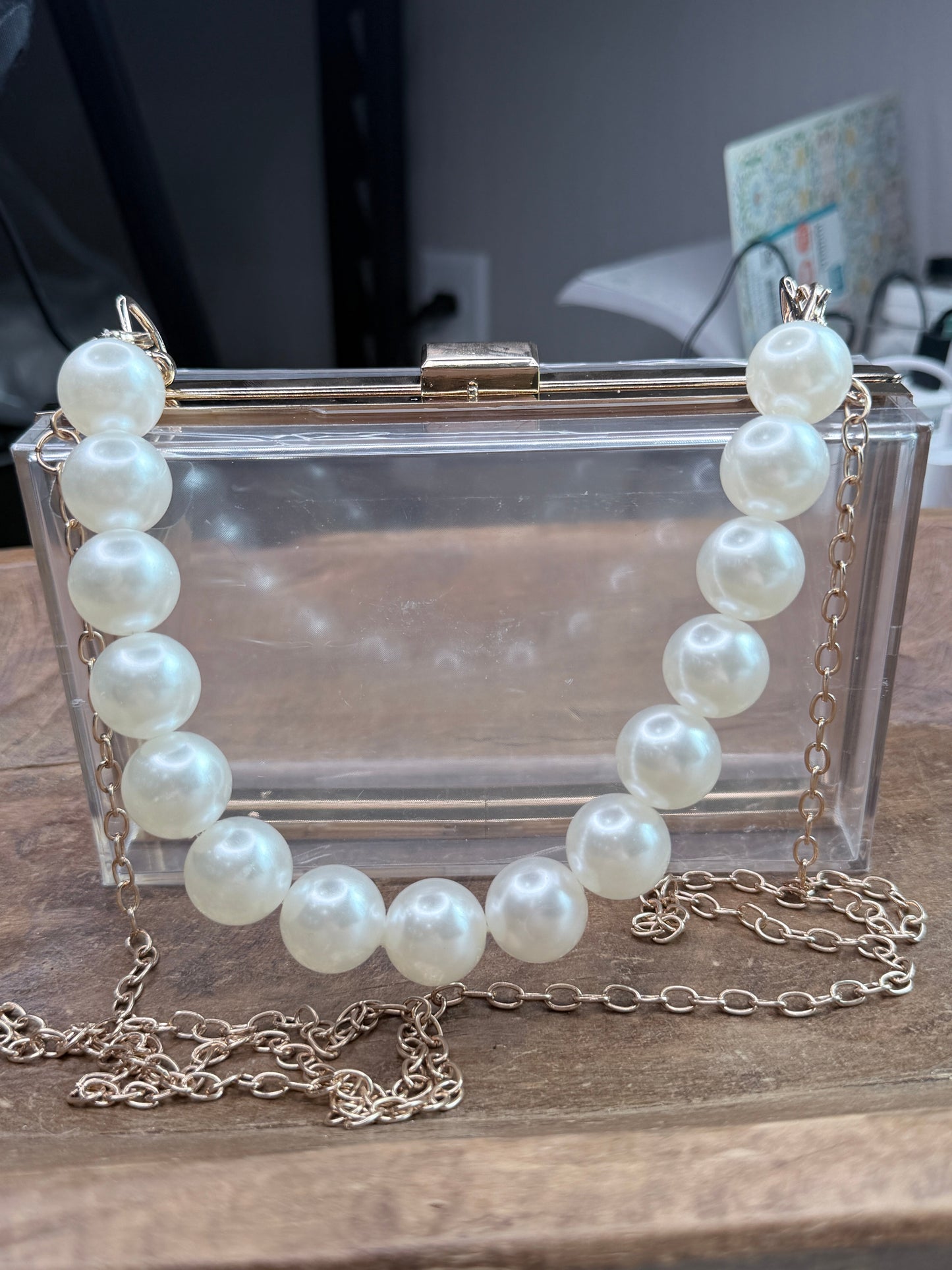 Pearl Handle Clear Concert Purse