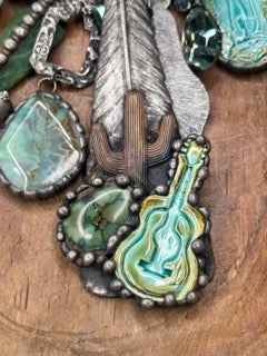 Art by Amy- Turquoise Chunky Charm Necklace