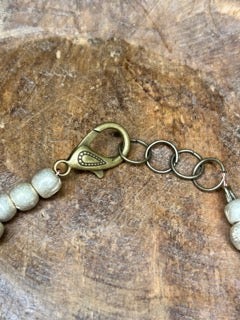 African Bead and Jade Flower Necklace- ERR Original