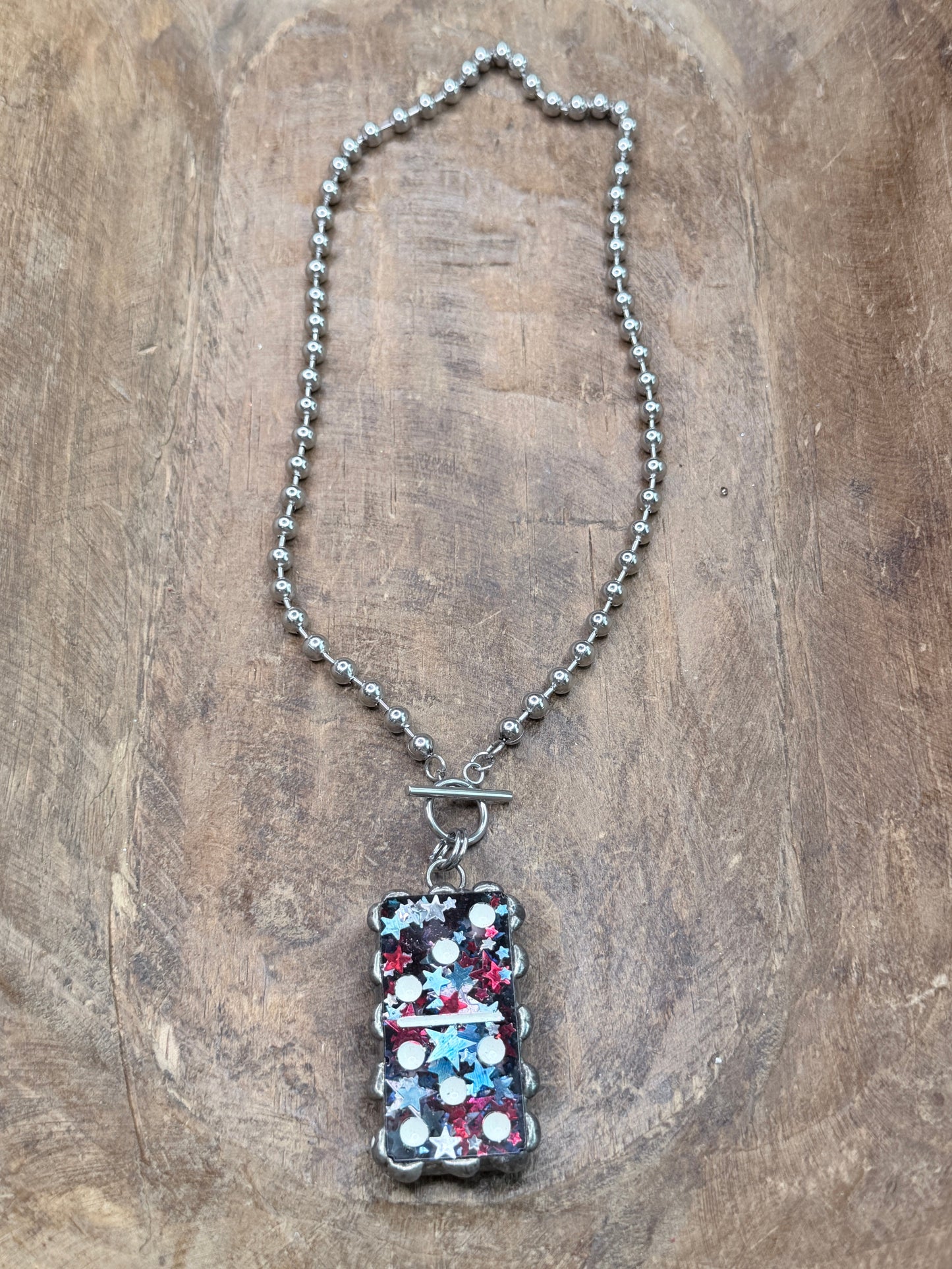 Soldered Red, White, and Blue Domino Necklace