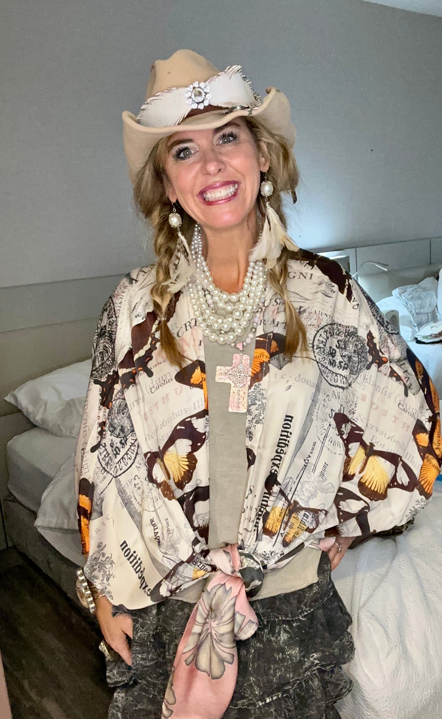 FINAL SALE A Rare Bird- Butterfly Daisy Kimono