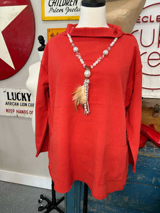 Cowl Neck Top (Art Red)