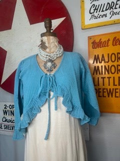 Final sale! Paper Lace- Mineral Wash Cropped Overlay (Blue)