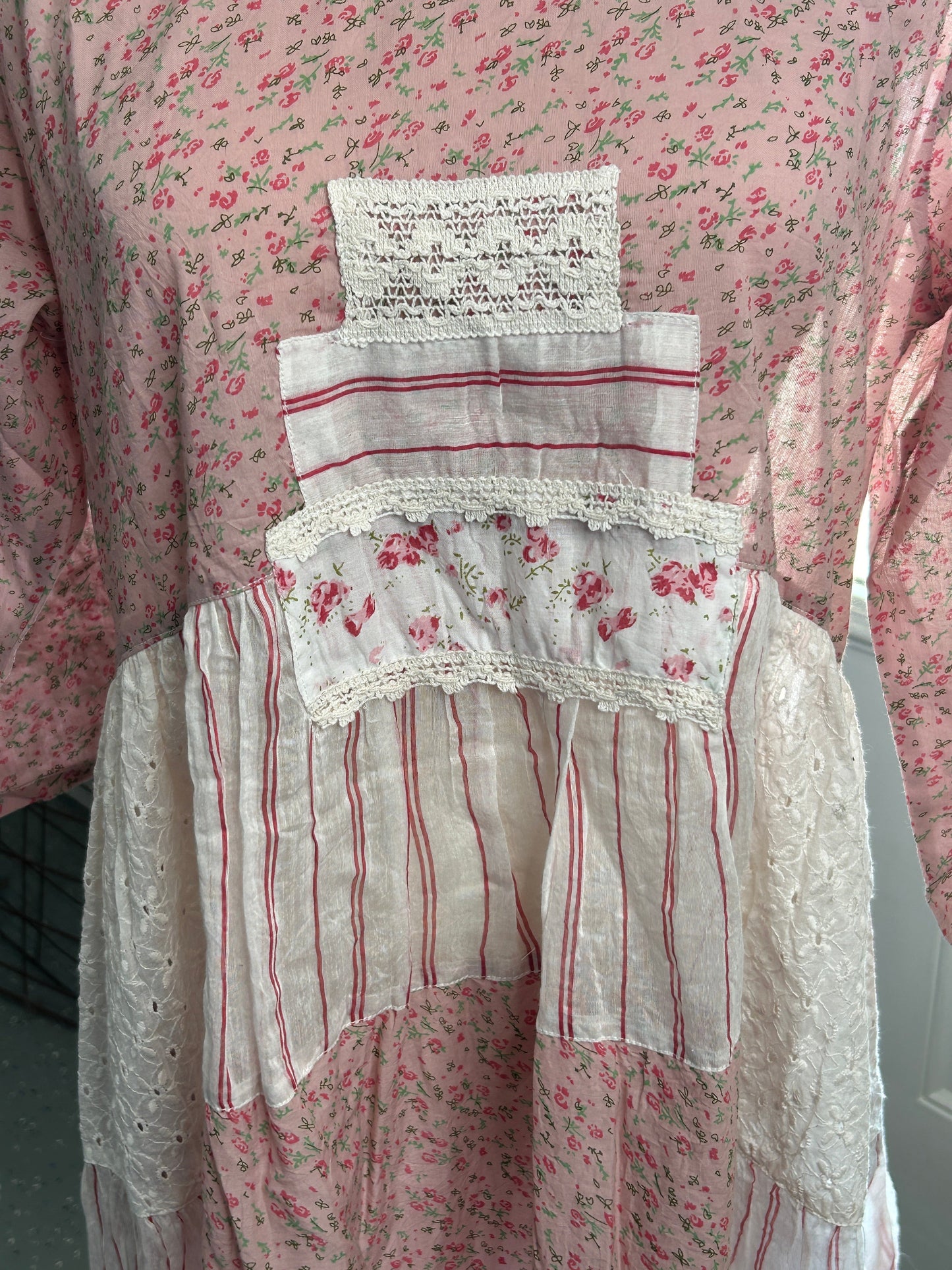 FINAL SALE Paper Lace- Multi-Printed Dress with Ruffle (Pink)