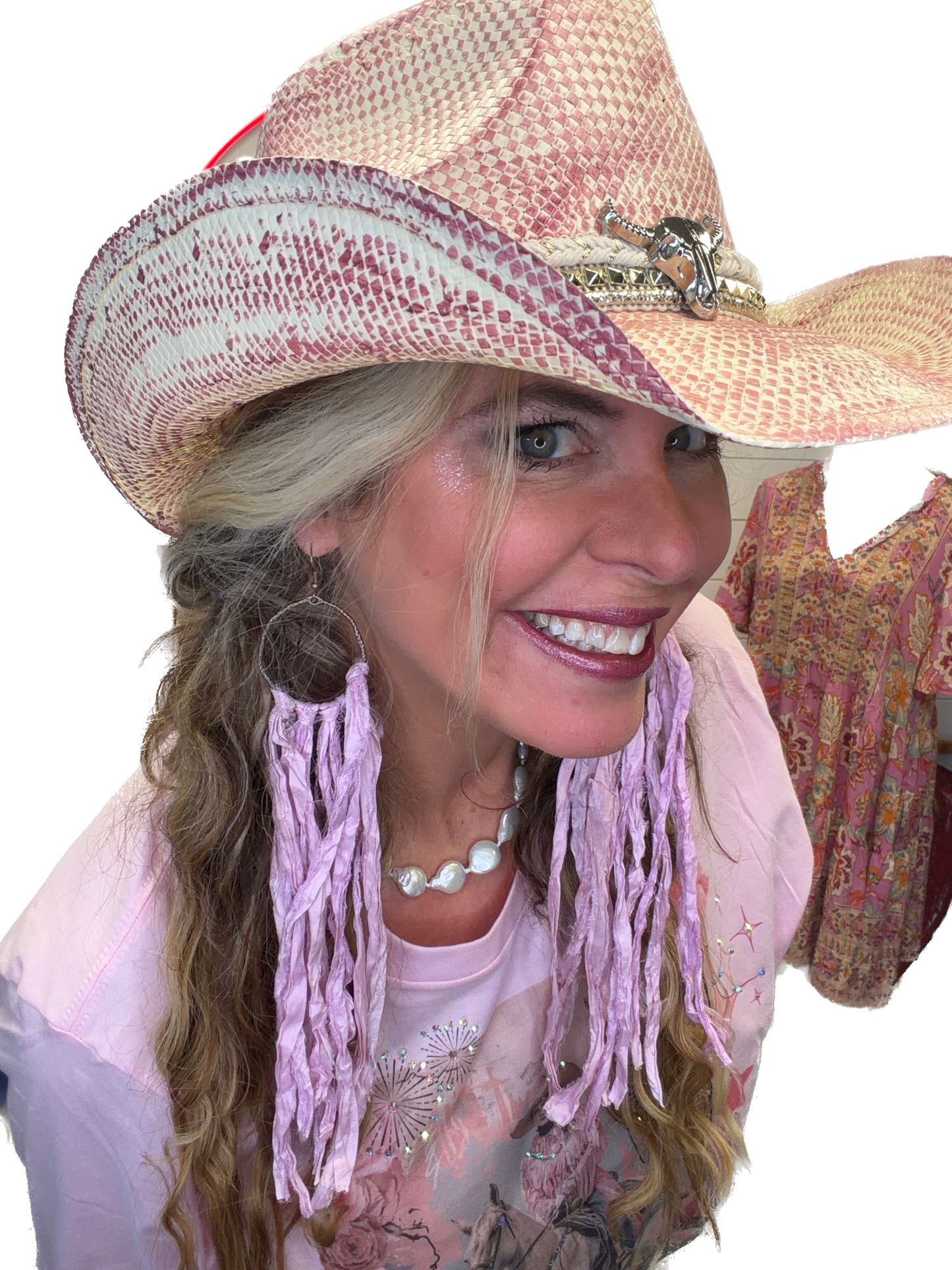 SALE Pink Party Long Fringe Earrrings