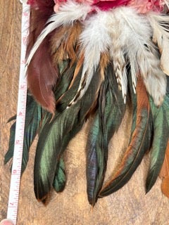 Rare Bird- Long Feather Brooch pink