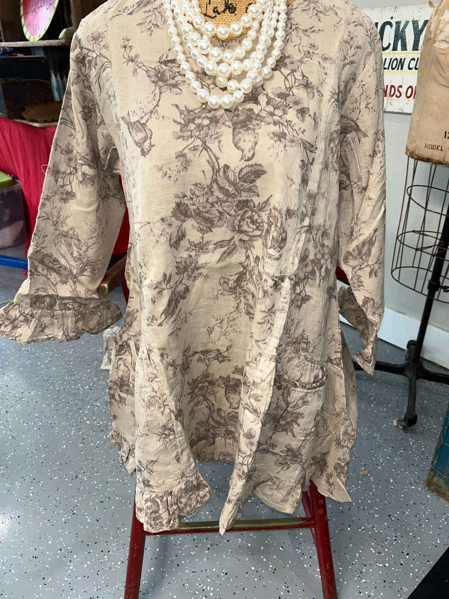 Paper Lace- Vintage Dual Pocket Tunic (Natural)