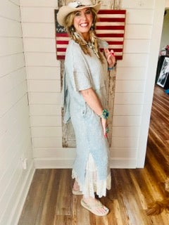 FINAL SALE Mineral Wash Thermal Block Maxi Dress