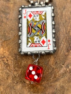 Art By Amy- Jack of Diamonds Card Necklace