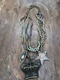 Art By Amy- Crystal Crown and Star Necklace