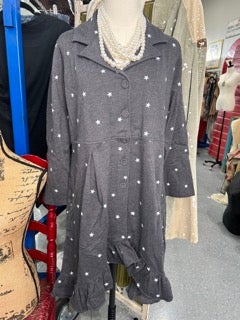 FINAL SALE Paper Lace- Long Sleeve Star Print Jacket/Dress (Charcoal)