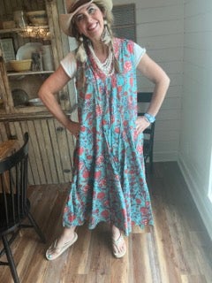 Flower Garden Sleeveless Dress (Green)
