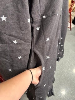 FINAL SALE Paper Lace- Long Sleeve Star Print Jacket/Dress (Charcoal)
