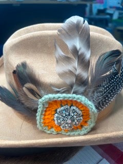 Camel Cowgirl Hat with Feathers