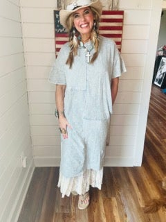 FINAL SALE Mineral Wash Thermal Block Maxi Dress