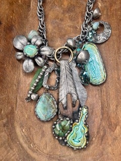 Art by Amy- Turquoise Chunky Charm Necklace