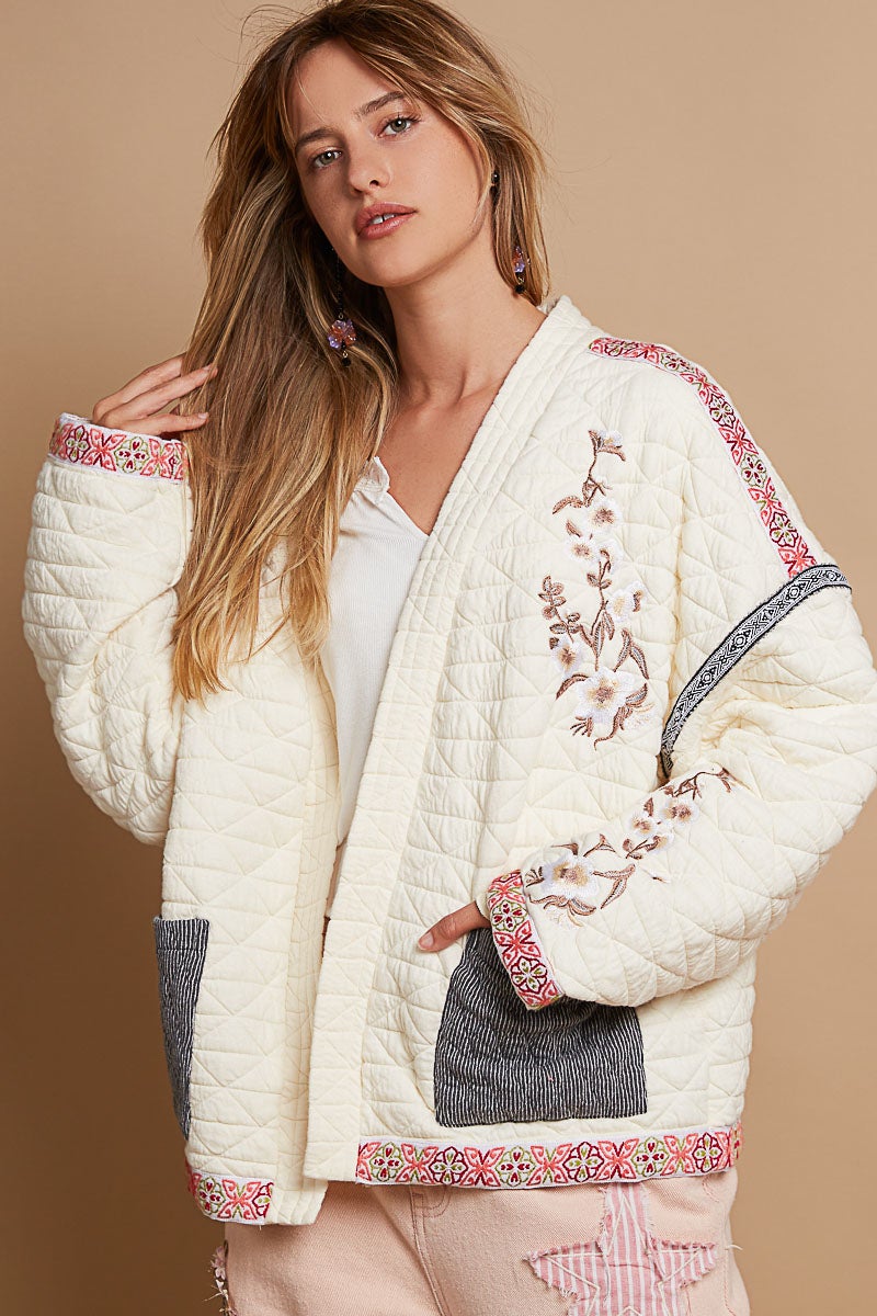 POL - Long Sleeve Quilted Jacket (Cream)
