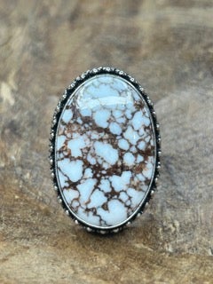 German Silver Oval Wild Horse Jasper Ring