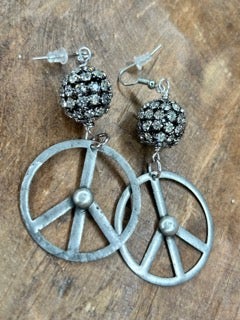 Art by Amy- Blingy Peace Sign Earrings
