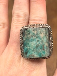Tibetan Silver and Amazonite Ring C