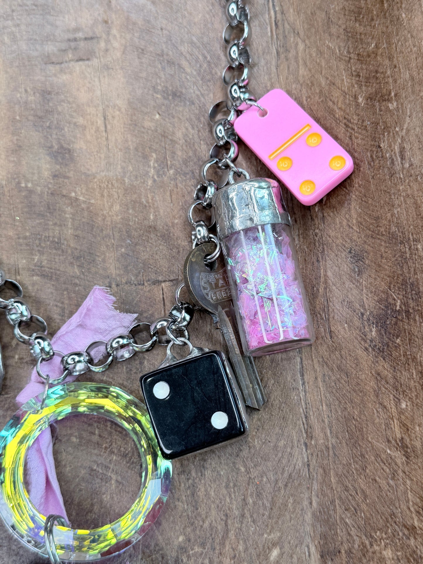 Pink Glitter Cowgirl Charm Necklace