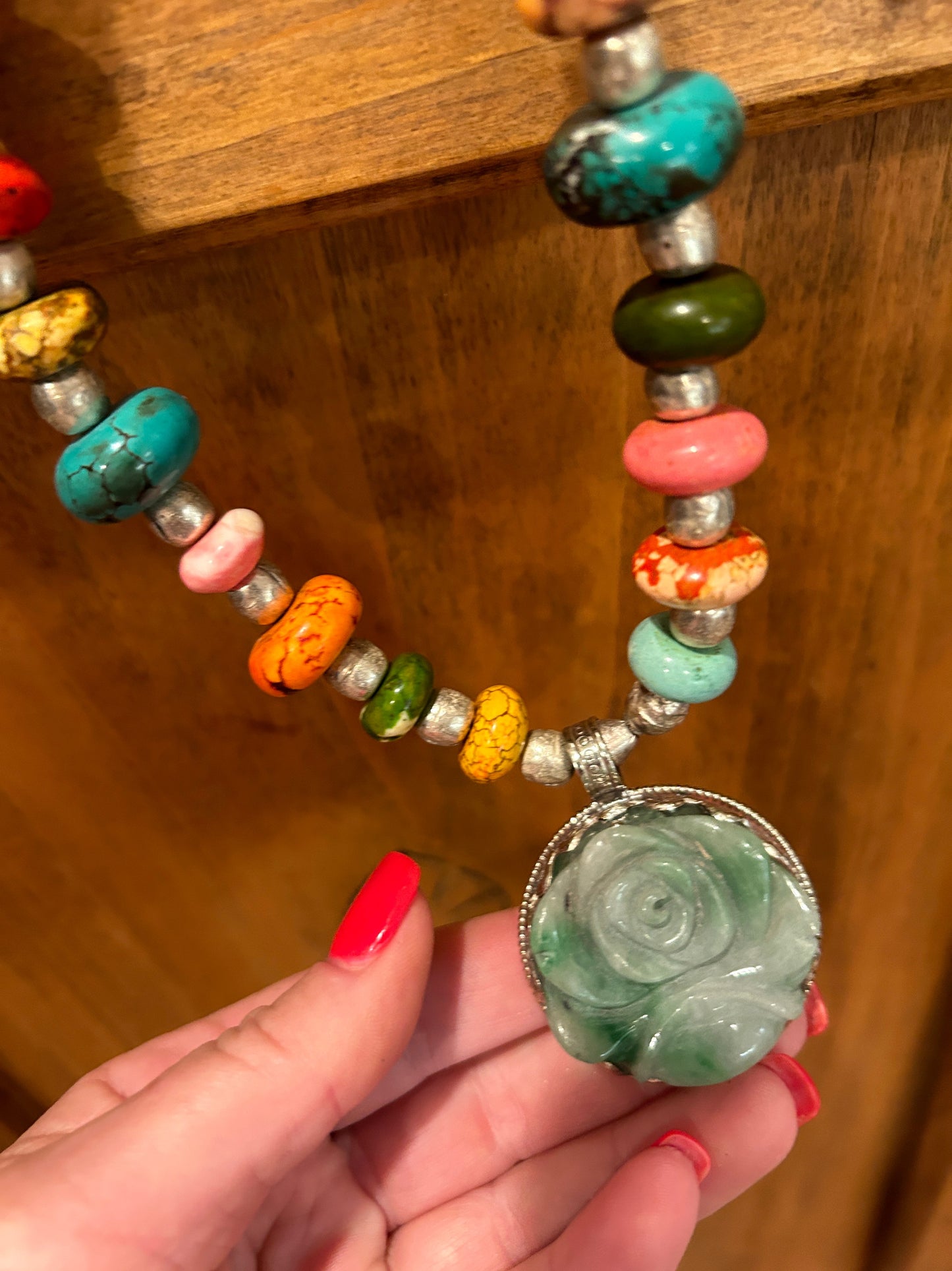 Tibetan Florite Rose and Howlite Necklace- an ERR original design