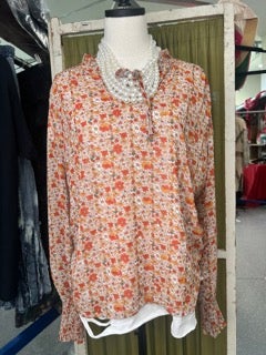 final sale Gigio- Sheer Fall Flowers Top