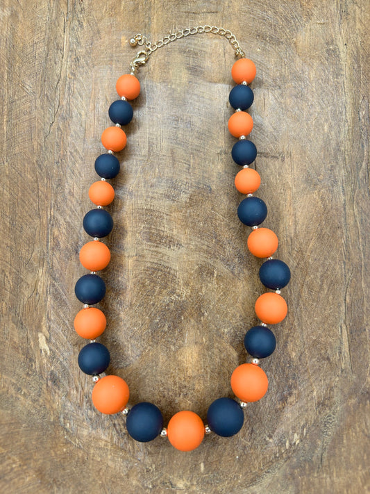Orange and Black Beaded Necklace