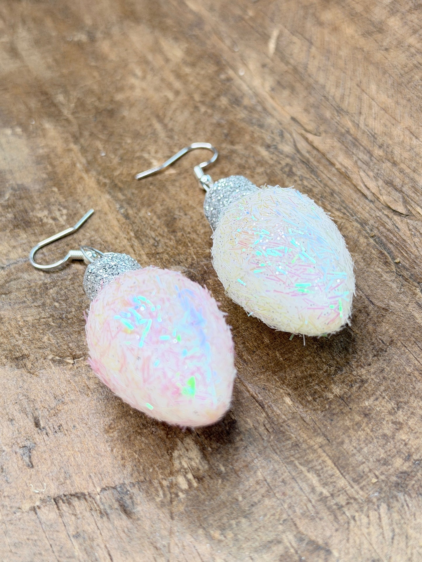 Flocked Christmas Light Earrings