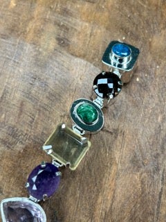 German Silver Semi Precious Stone Tray Bracelet B