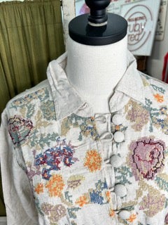 FINAL SALE Paper Lace- Floral Embroidered Jacket (Natural)