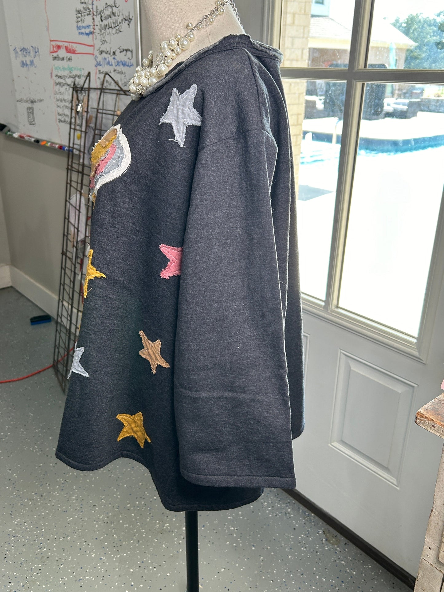 FINAL SALE Paper Lace- Planet and Stars Top (CHARCOAL)