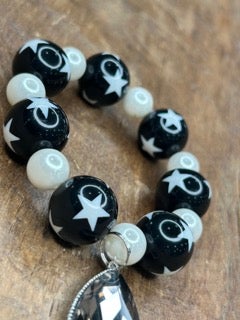 Black and White Star Stretch Bracelet