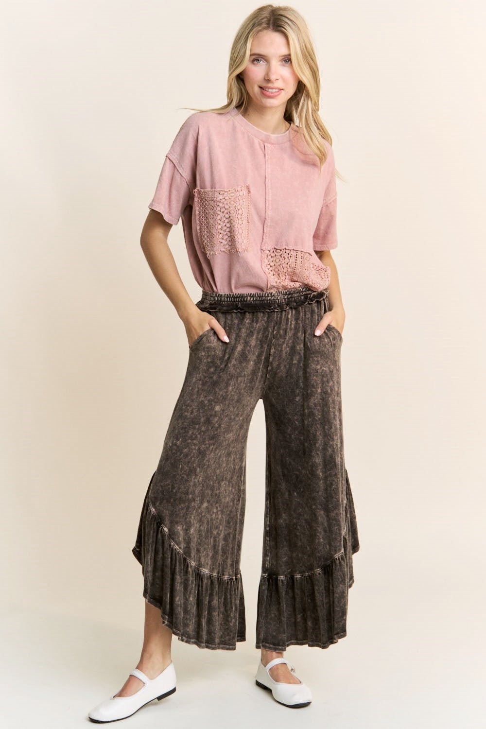 J. Her- Mineral Wash Big Ruffle Pants (Black)