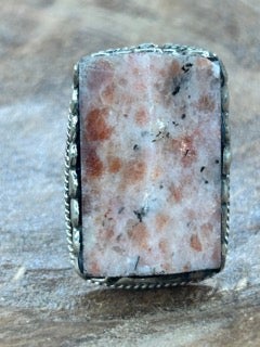Tibetan Silver and Sunstone Ring F