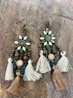 Boho Flower Tassel Earrings