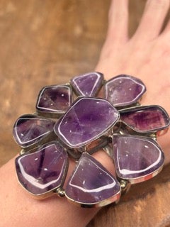 German Silver Unique Amethyst Cuff