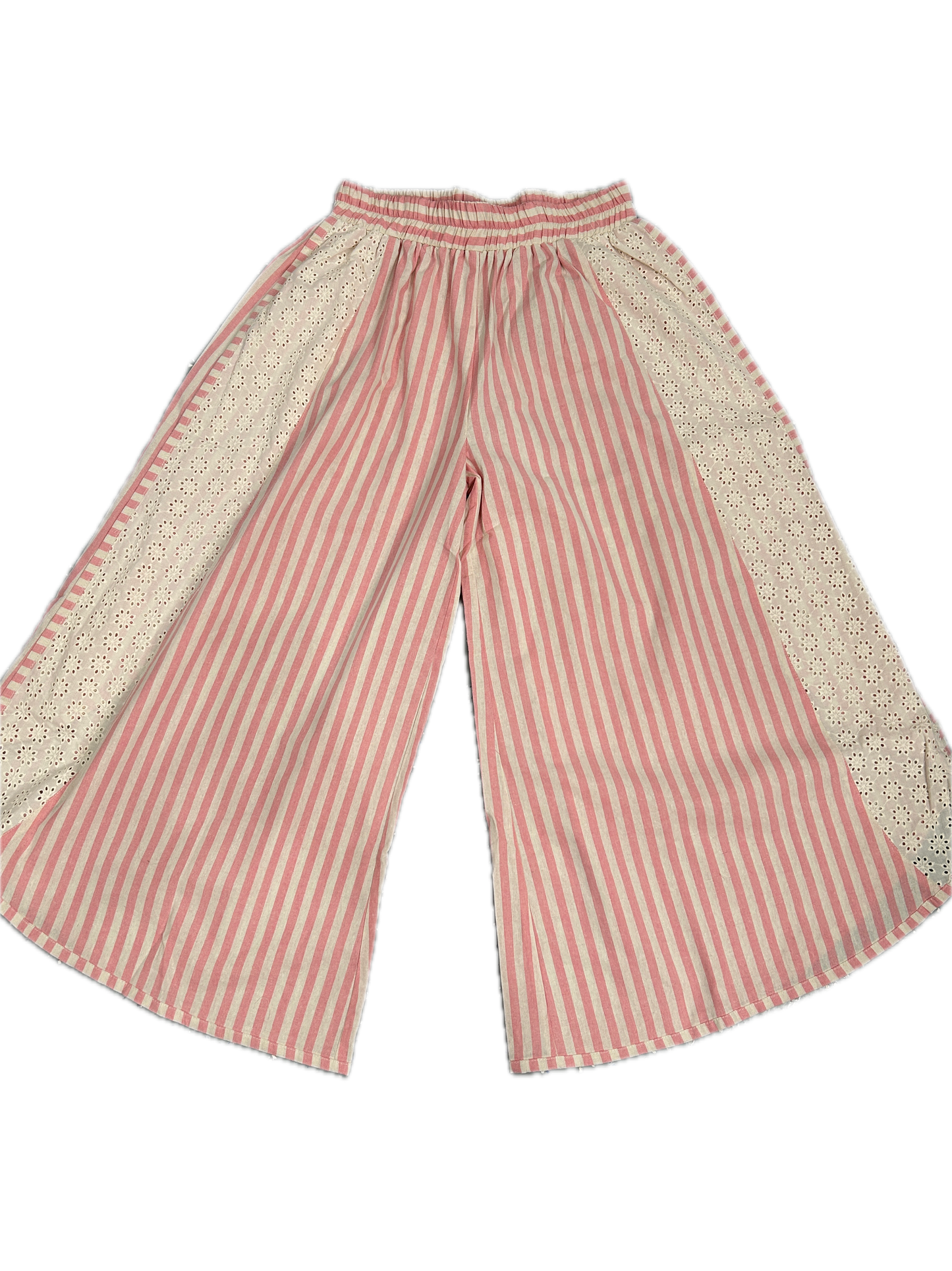 BiBi- Striped Floral Eyelet Pants